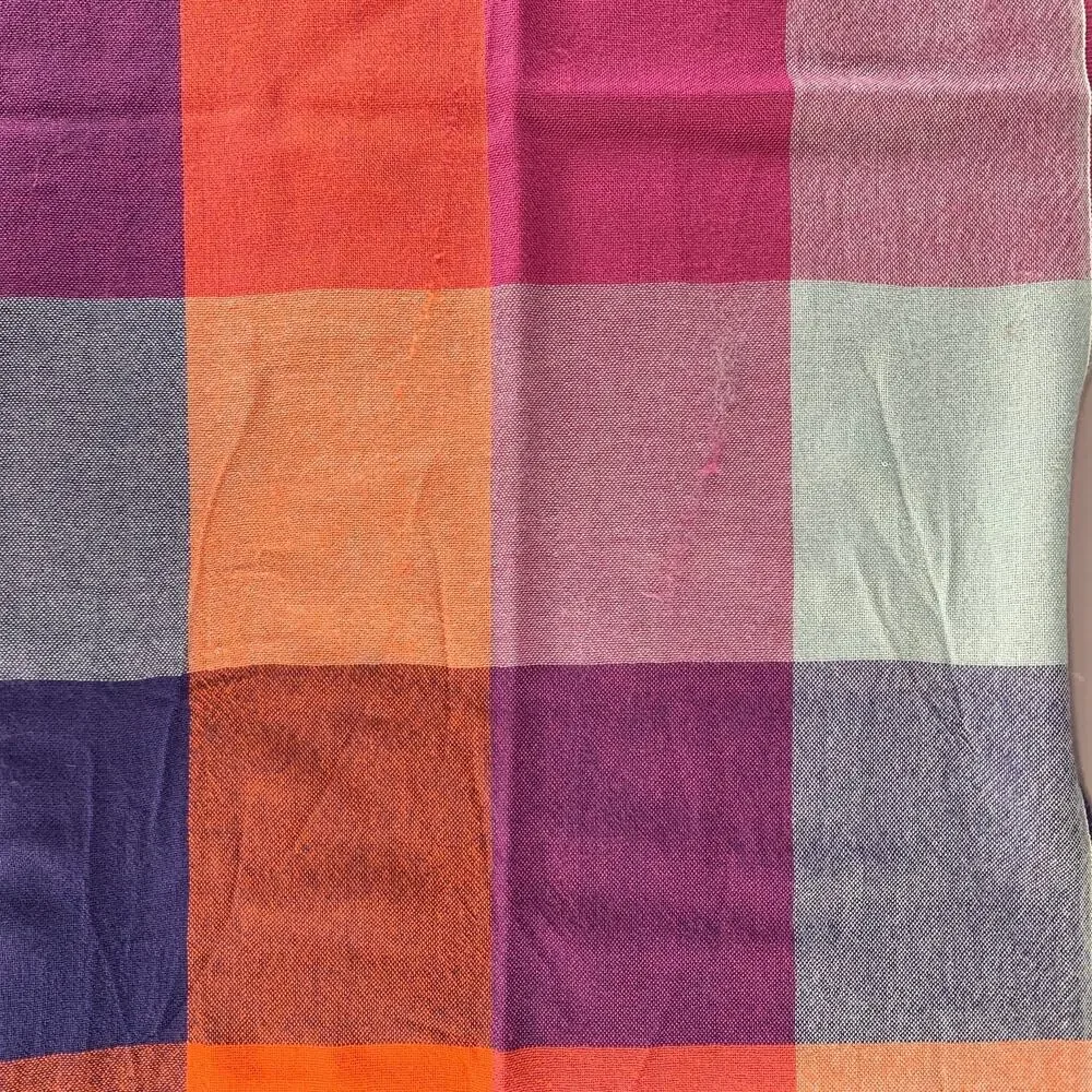 NO BRAND Blue Orange & Red Window Pane Scarves